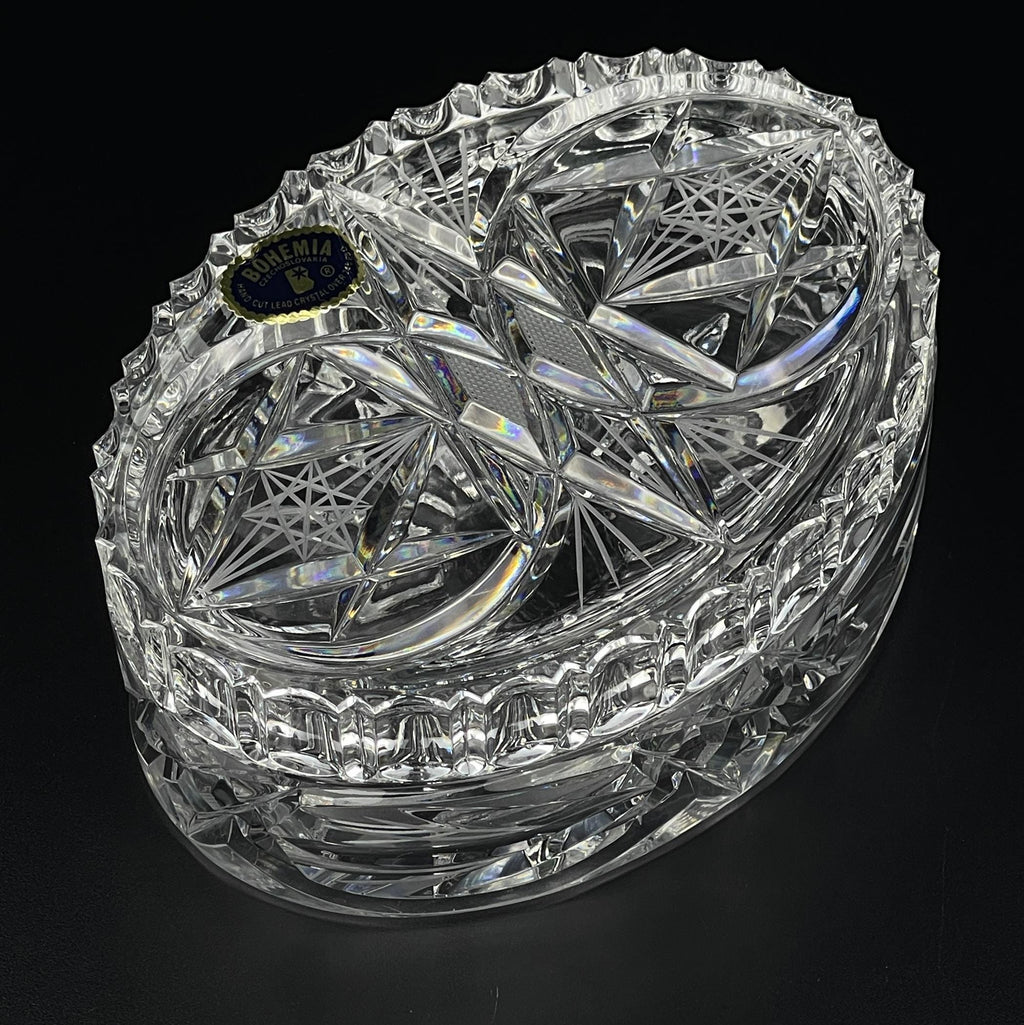 Vintage Bohemian glass candy bowl by Bohemia Crystal, Czechoslovakia, 1970s