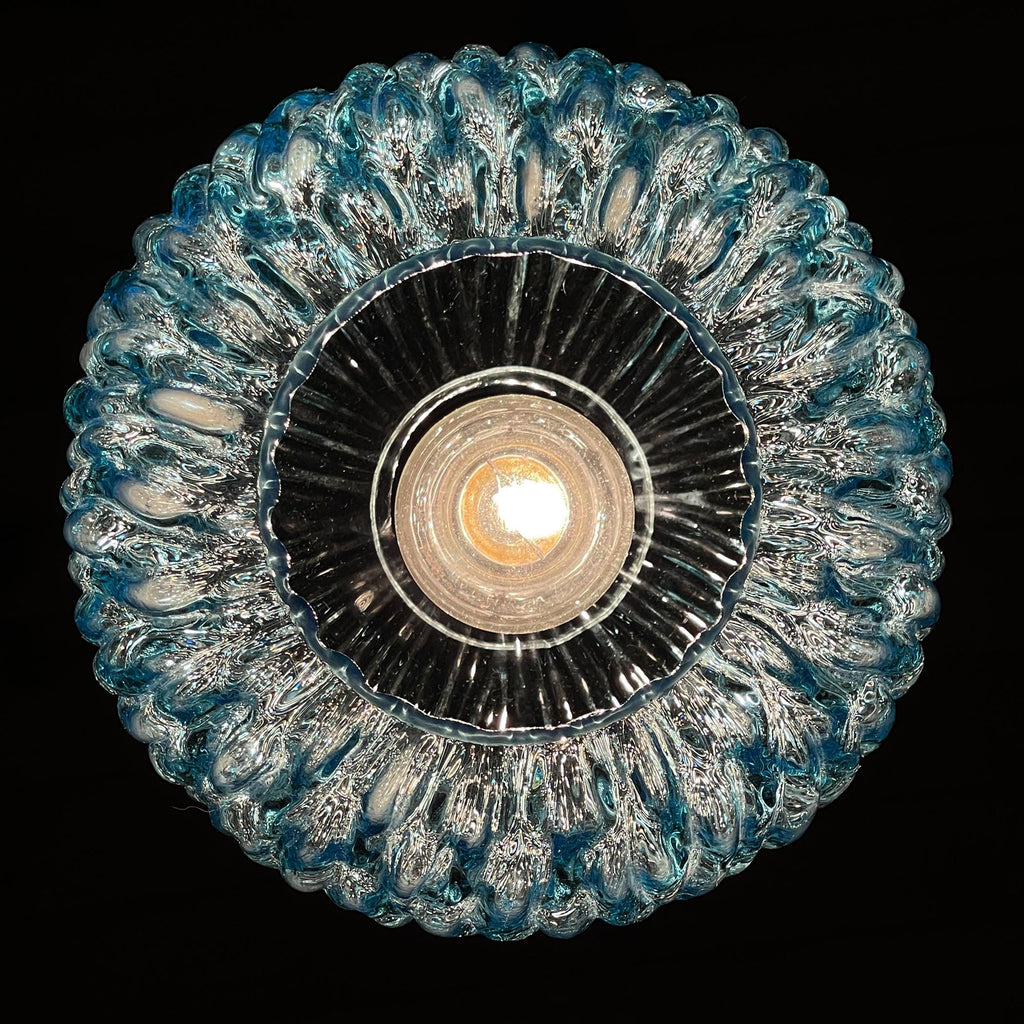Vintage blue Murano pendant lamp by Stilnovo, Italy 1950s, Mid-century Italian modern