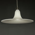 Vintage Murano Glass Pendant Lamp: Swirl White Mid-Century Lighting