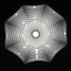 Vintage swirl white Murano glass pendant lamp, Italy 1970s