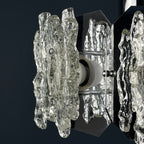 Mid-century ice Murano glass chandelier Italy 1970s Space age Sputnik atomic design