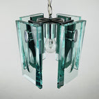 Fontana Arte Art Glass Pendant Lamp: Italian MCM 70s Design