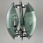 Veca Italian Chandelier: Mid-Century Smoked Glass Pendant Lamp