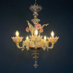 Murano chandelier Italy 1980s Pink and clear Italian home decor