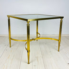 Vintage Smoked Glass & Brass Side Table: Italian Art Deco 1970s