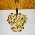 Vintage Amber Murano Glass Flower Chandelier - Mazzega Italian Lighting