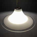 Murano glass white pendant lamp Italy 1970s Mid-century lighting XL ceiling lamp