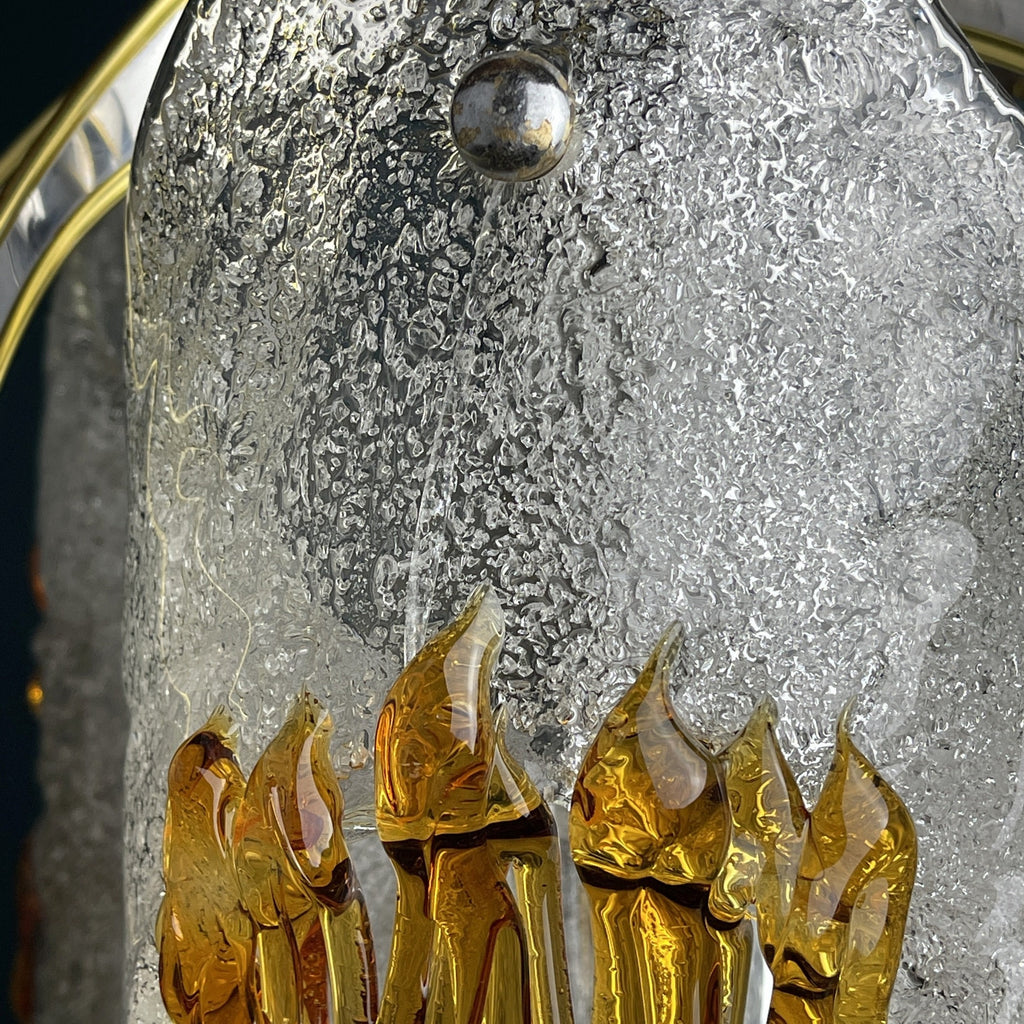 Vintage Amber Murano Glass Chandelier: Mazzega Toni Zuccheri, Italy 1970s