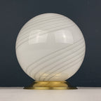Vintage white murano table lamp Italy 1970s, Mid-century modern design