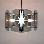 Mid-Century Modern Smoked Glass Pendant Lamp: EMI Poljcane Yugoslavia '70s