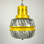 Mid-century yellow pendant lamp Italy 1960s Vintage Italian lighting Space Age