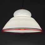 White murano pendant lamp XL chandelier Italy 1970s Mid-century italian modern lighting