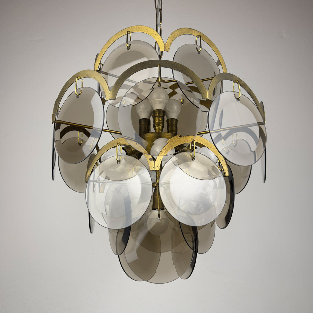 Smoked Murano chandelier by Gino Vistosi, Italy 1970s