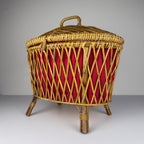 Vintage rattan basket, Italy 1950s