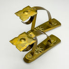Antique Art Nouveau Brass Curtain Rod Brackets, Set of 2, Austria 1900s