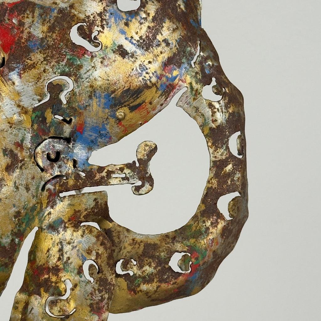 Original metal Brutalist wall lamp Octopus by Salvino Marsura, Italy 1980s