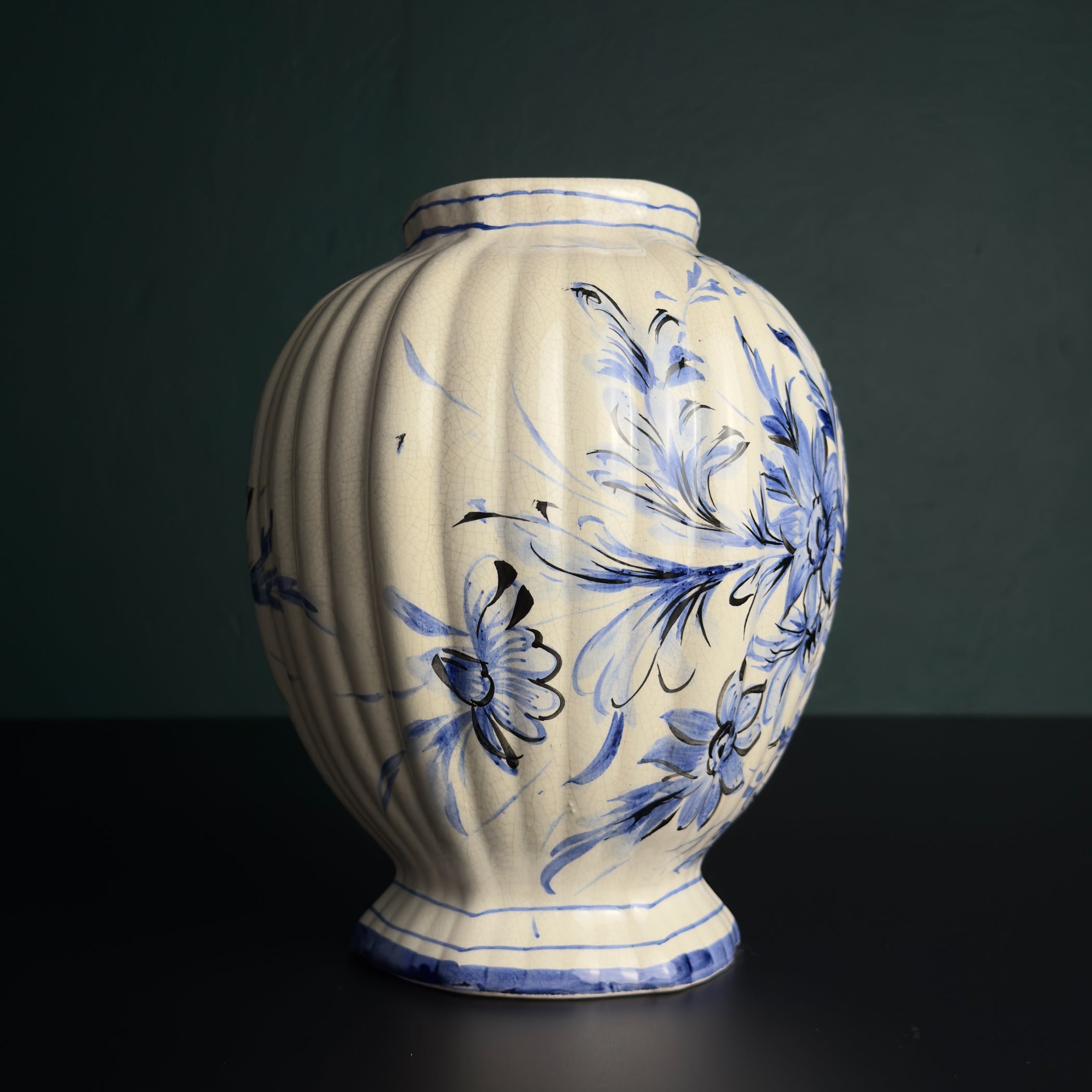 Vintage Blue Ceramic Vase by Bassano, Italy 1970s