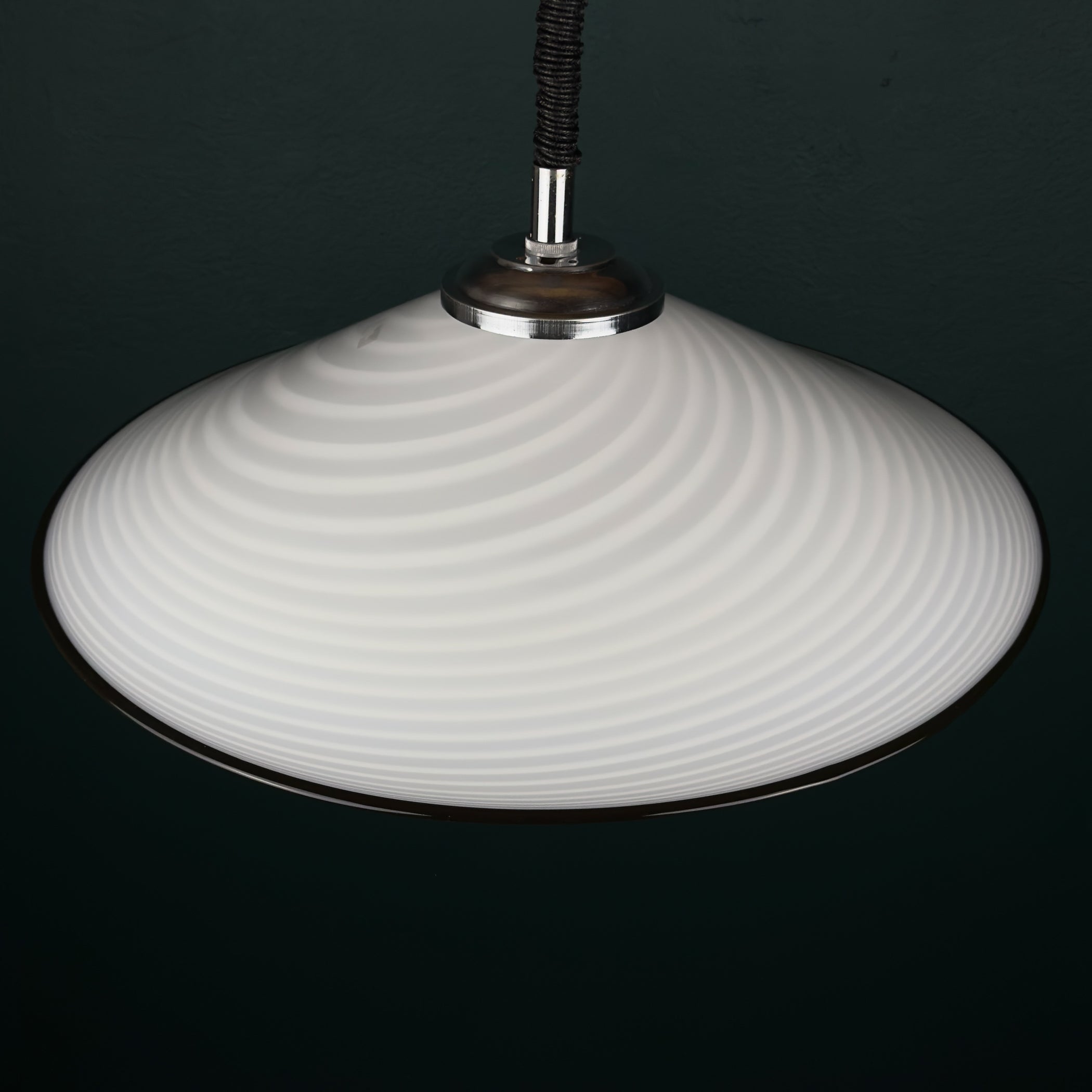 Vintage Swirl Murano Glass Pendant Lamp, Italy 1970s