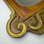 Vintage Large Wooden Wall Mirror, Italy 1950s