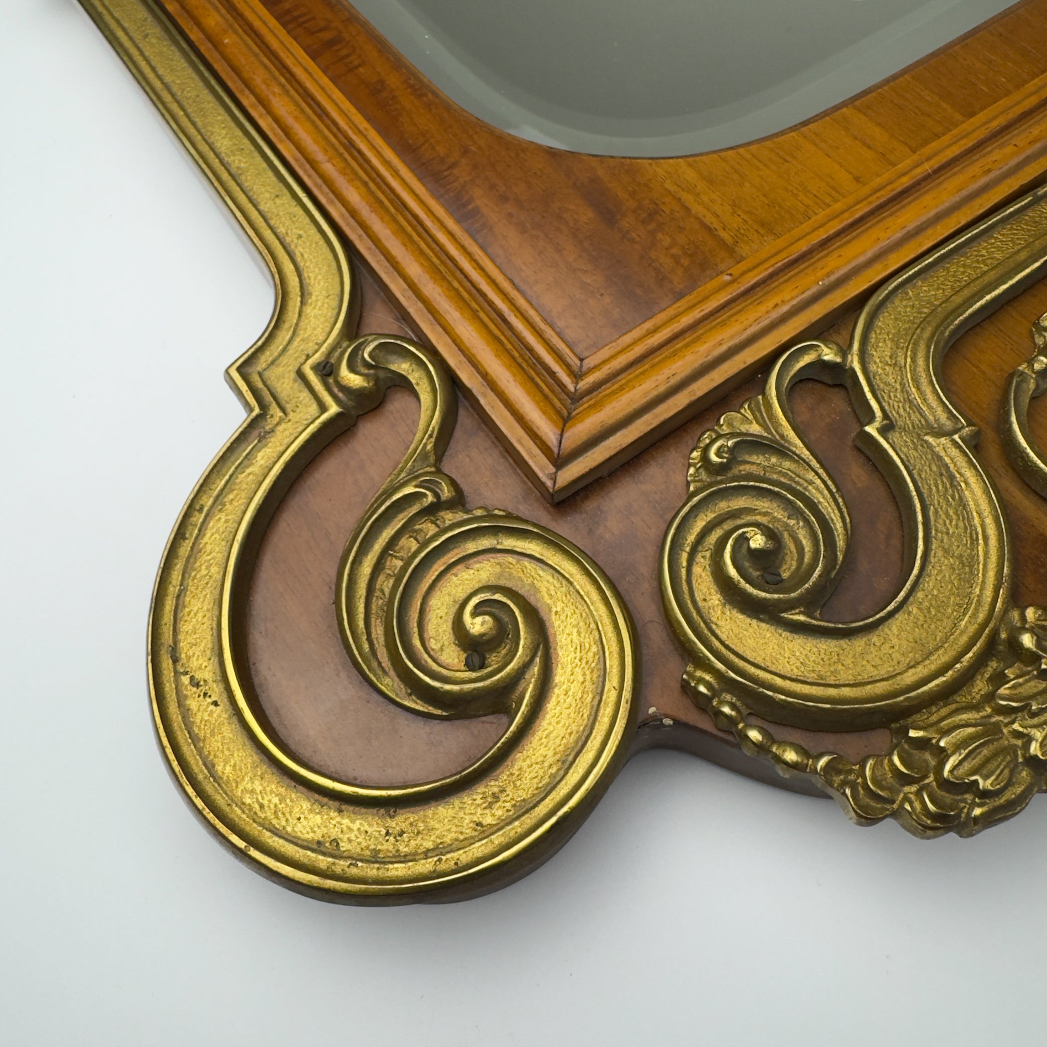 Vintage Large Wooden Wall Mirror, Italy 1950s