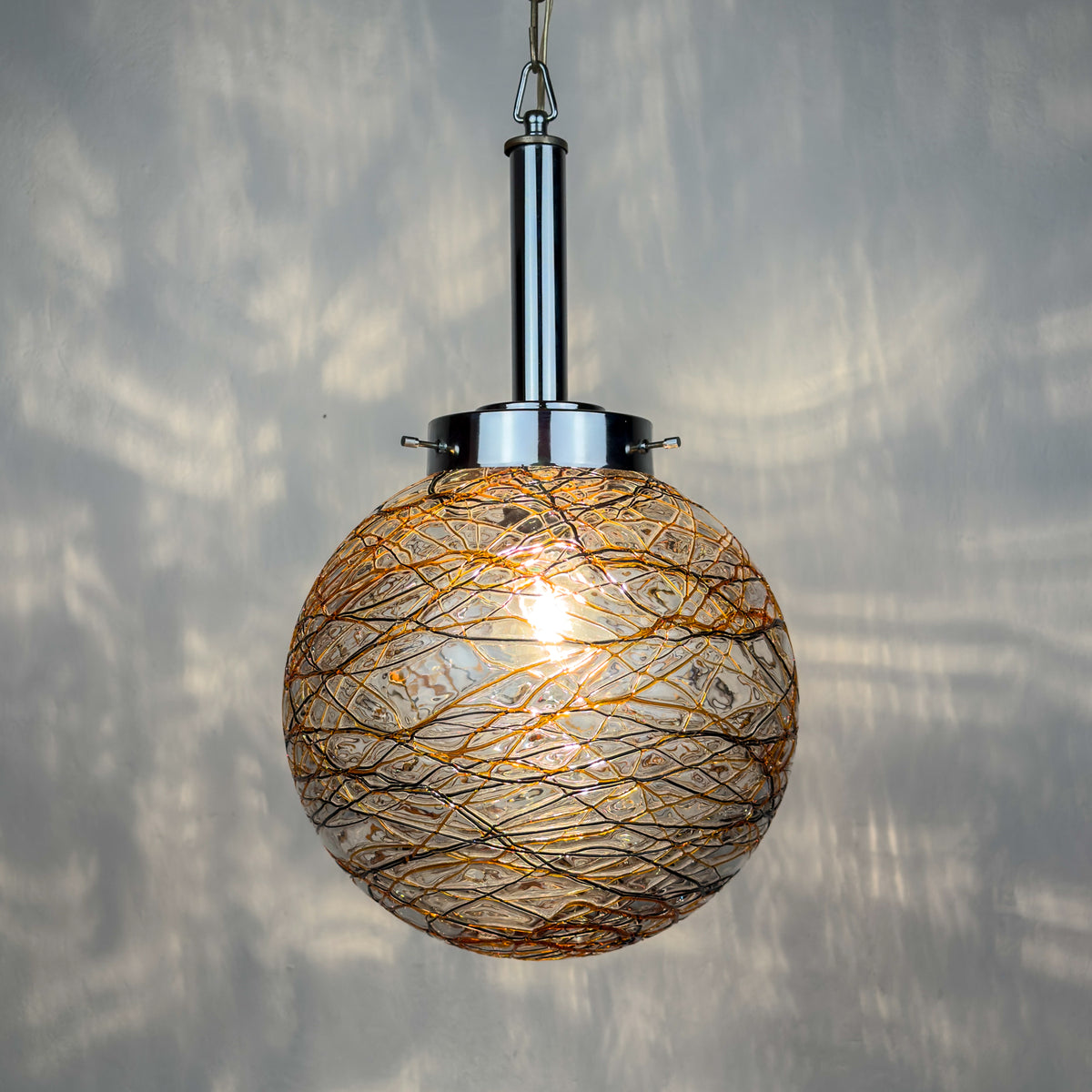 Vintage Murano sphere ball pendant lamp, Italy 1960s