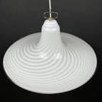 Vintage Murano Glass Pendant Lamp: Swirl White Mid-Century Lighting