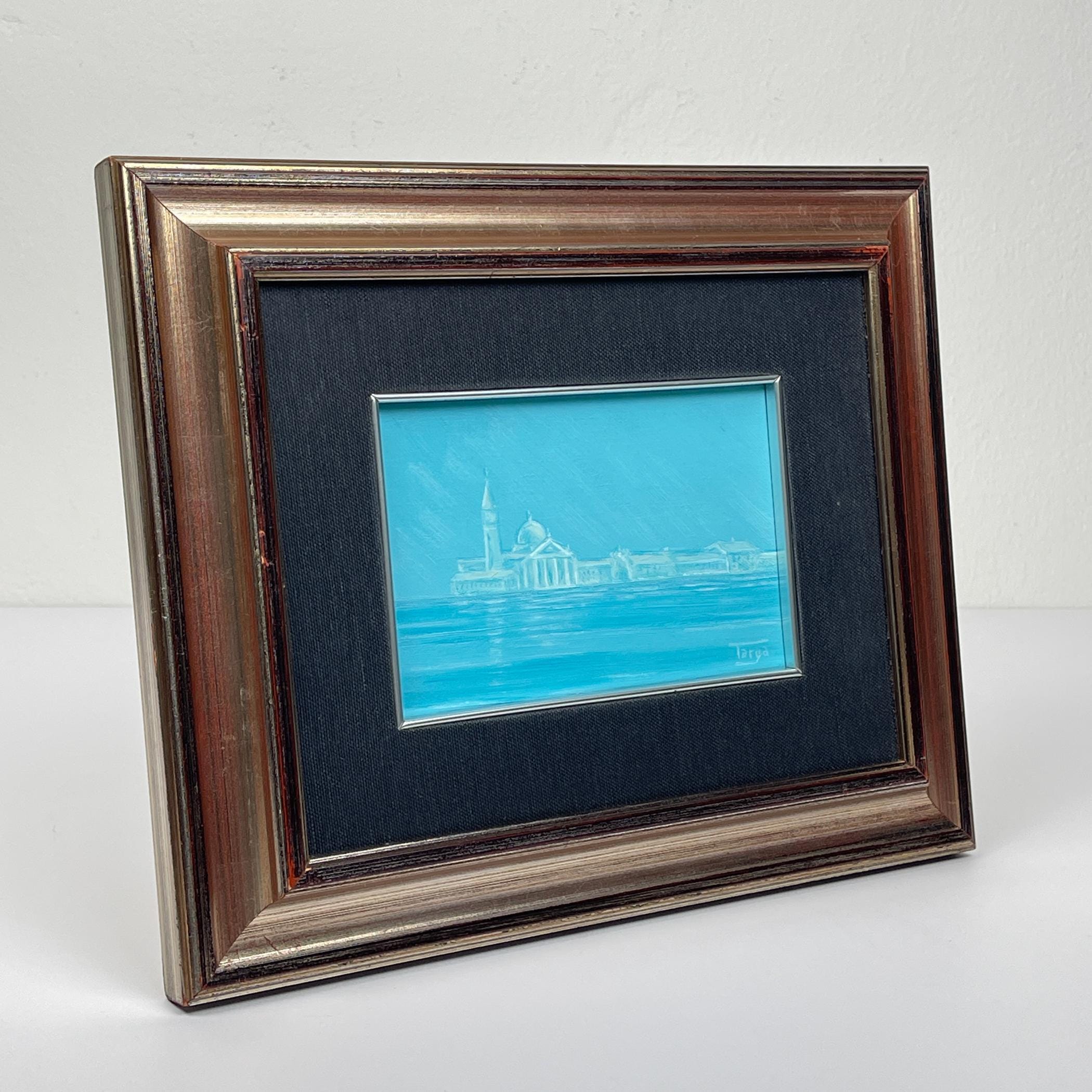 Luigi Targa, Venetian lagoon in the heavenly glare, Padua, Italy 1970s, Oil on Canvas, Framed