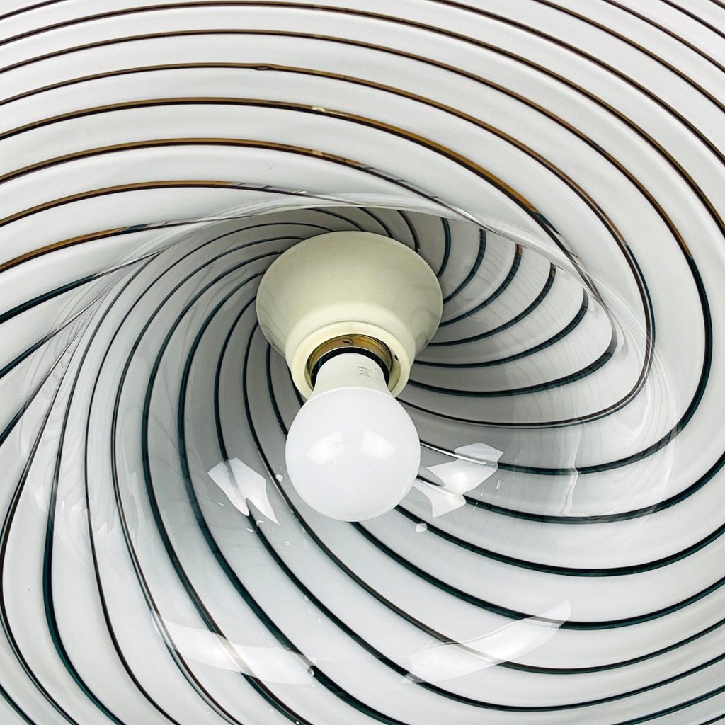 Classic swirl Murano glass pendant lamp Italy 1970s White Mid-century Lighting Vintage chandelier