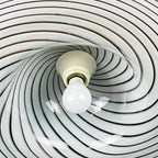 Classic swirl Murano glass pendant lamp Italy 1970s White Mid-century Lighting Vintage chandelier