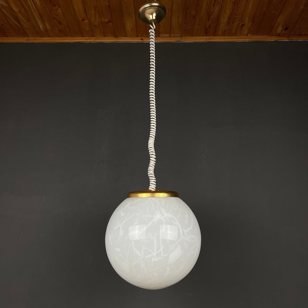 Classic white murano pendant lamp Italy 1970s Italian mid-century modern lighting