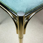 Vintage Brass Faux Bamboo Dining Set: 4 Chairs & Smoked Glass Table, France 1970s