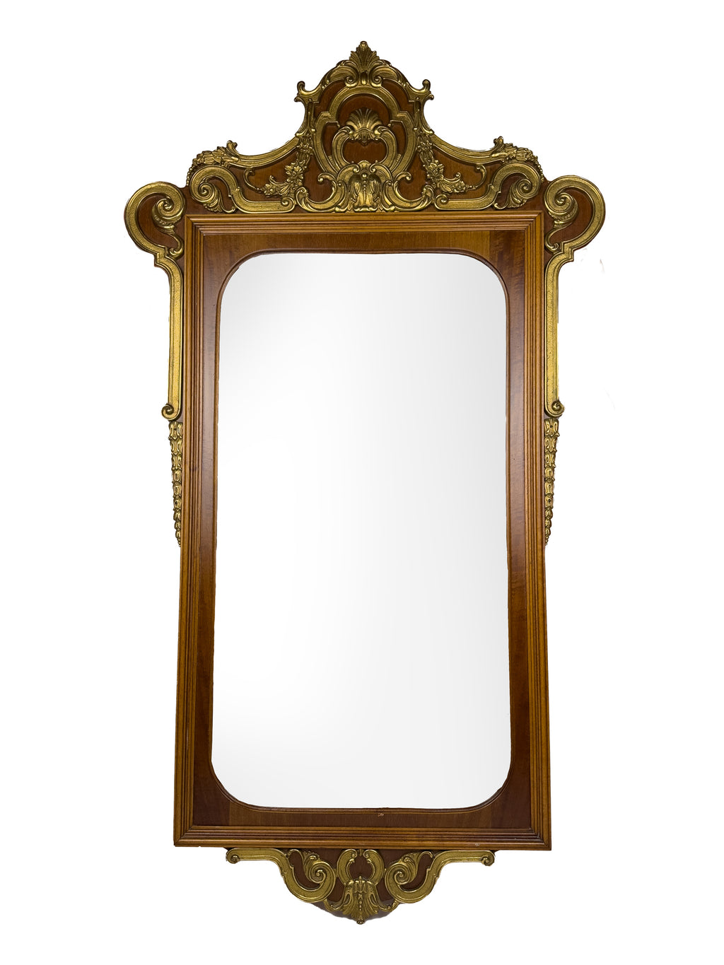 Vintage Large Wooden Wall Mirror, Italy 1950s