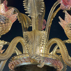 Murano chandelier Italy 1980s Pink and clear Italian home decor