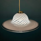 Classic swirl Murano glass pendant lamp Italy 1970s White Mid-century Lighting Vintage chandelier