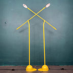 Pair of yellow floor lamps Yugoslavia 1960s Industrial Mid-century lighting Space age
