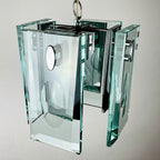Fontana Arte Art Glass Pendant Lamp: Italian MCM 70s Design