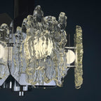 Mid-century ice Murano glass chandelier Italy 1970s Space age Sputnik atomic design