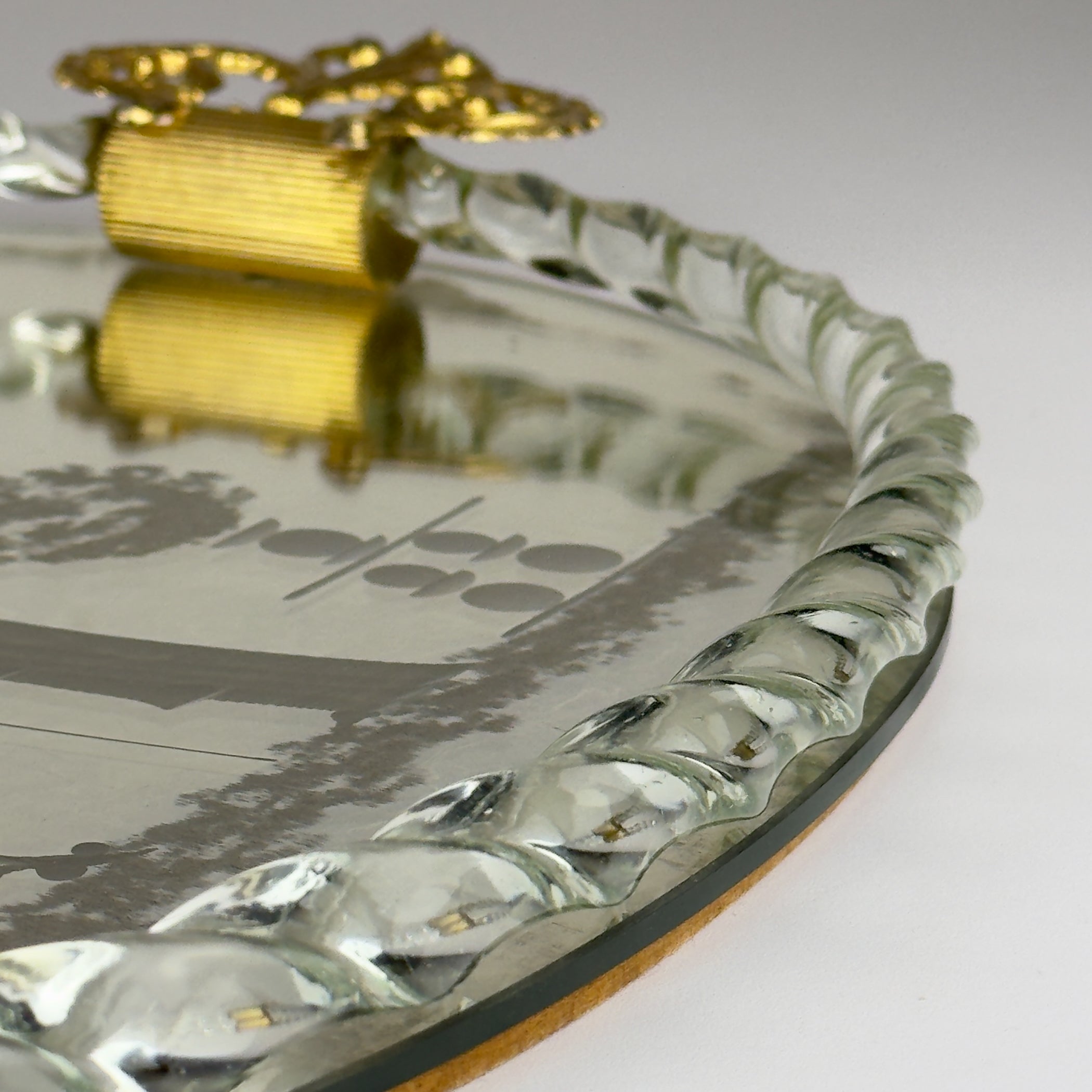 Vintage Venetian glass Mirror Tray, Italy 1950s