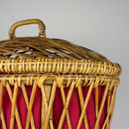 Vintage rattan basket, Italy 1950s