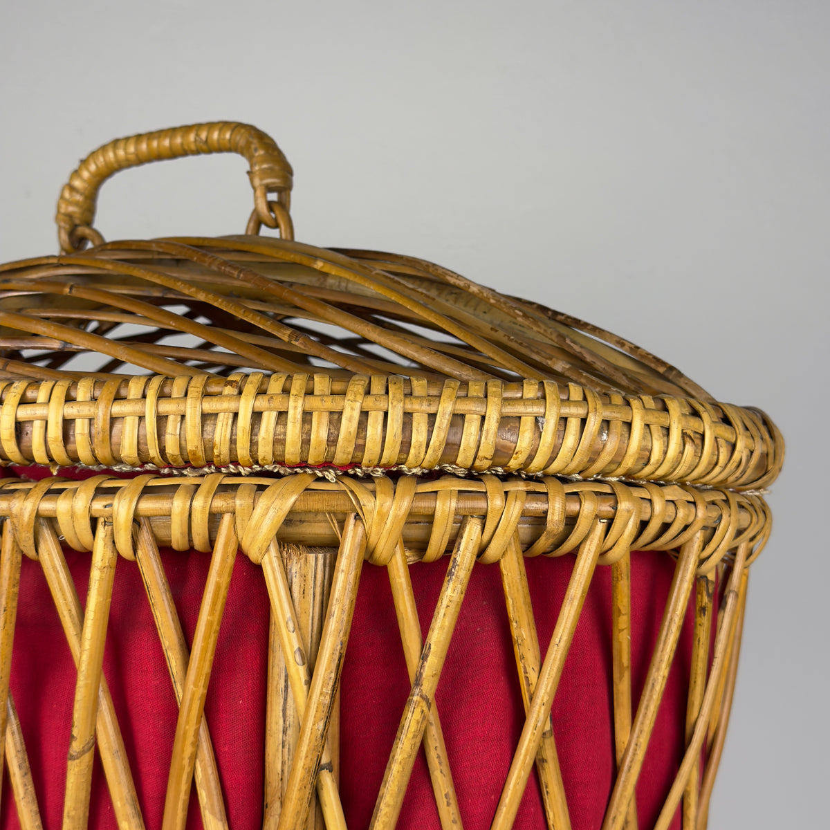 Vintage rattan basket, Italy 1950s