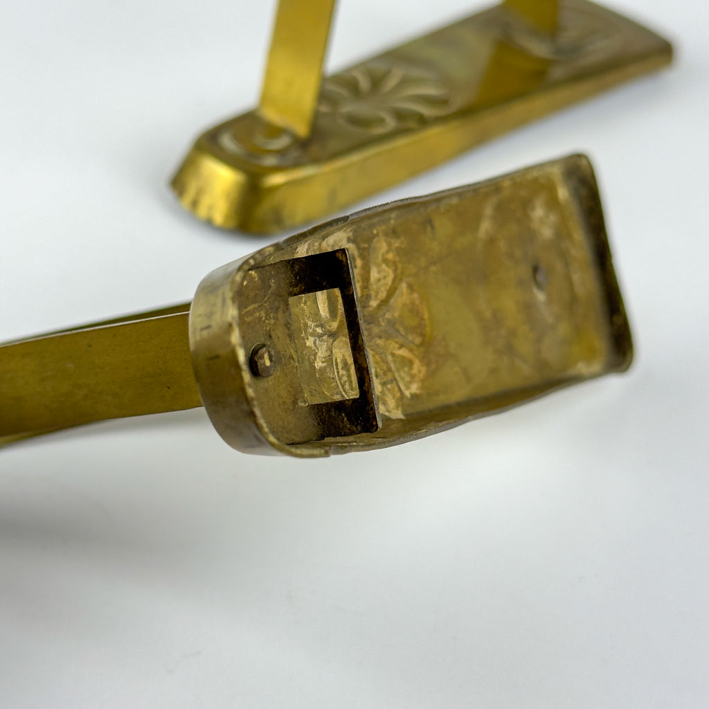 Antique Art Nouveau Brass Curtain Rod Brackets, Set of 2, Austria 1900s