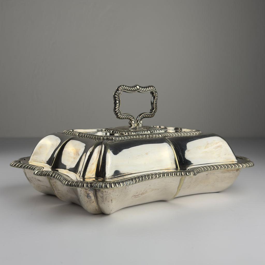 Antique Silver Plated Sheffield Serving Dish And Cover, England, early 20th century