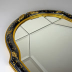 Vintage Venetian Chinoiserie Wall Mirror, Italy 1950s, Black and Gold Painted