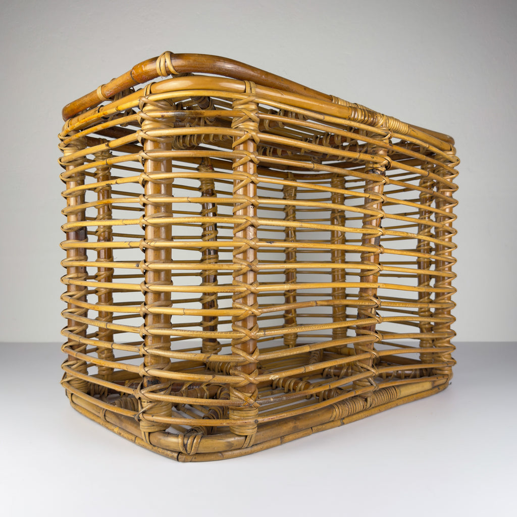 Vintage rattan basket, Italy 1960s