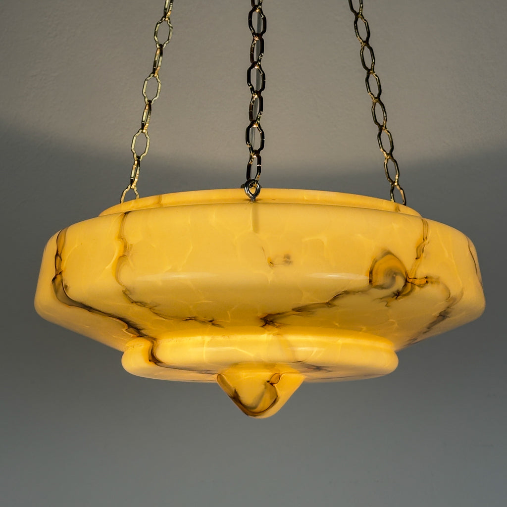 Art Deco yellow glass pendant lamp, Italy 1930s