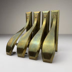 Antique Art Nouveau Brass Curtain Rod Brackets, Set of 4, Austria 1900s