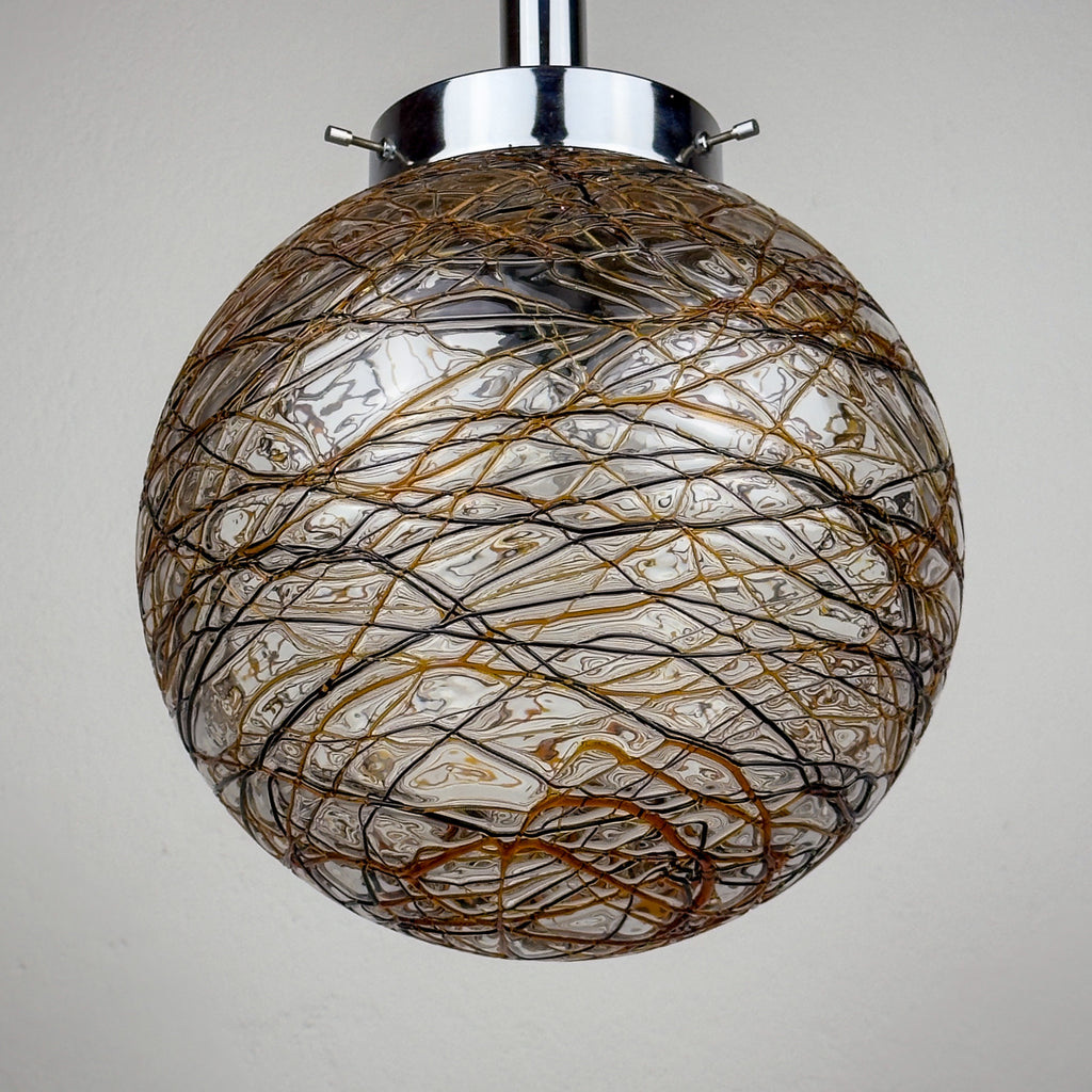 Vintage Murano sphere ball pendant lamp, Italy 1960s