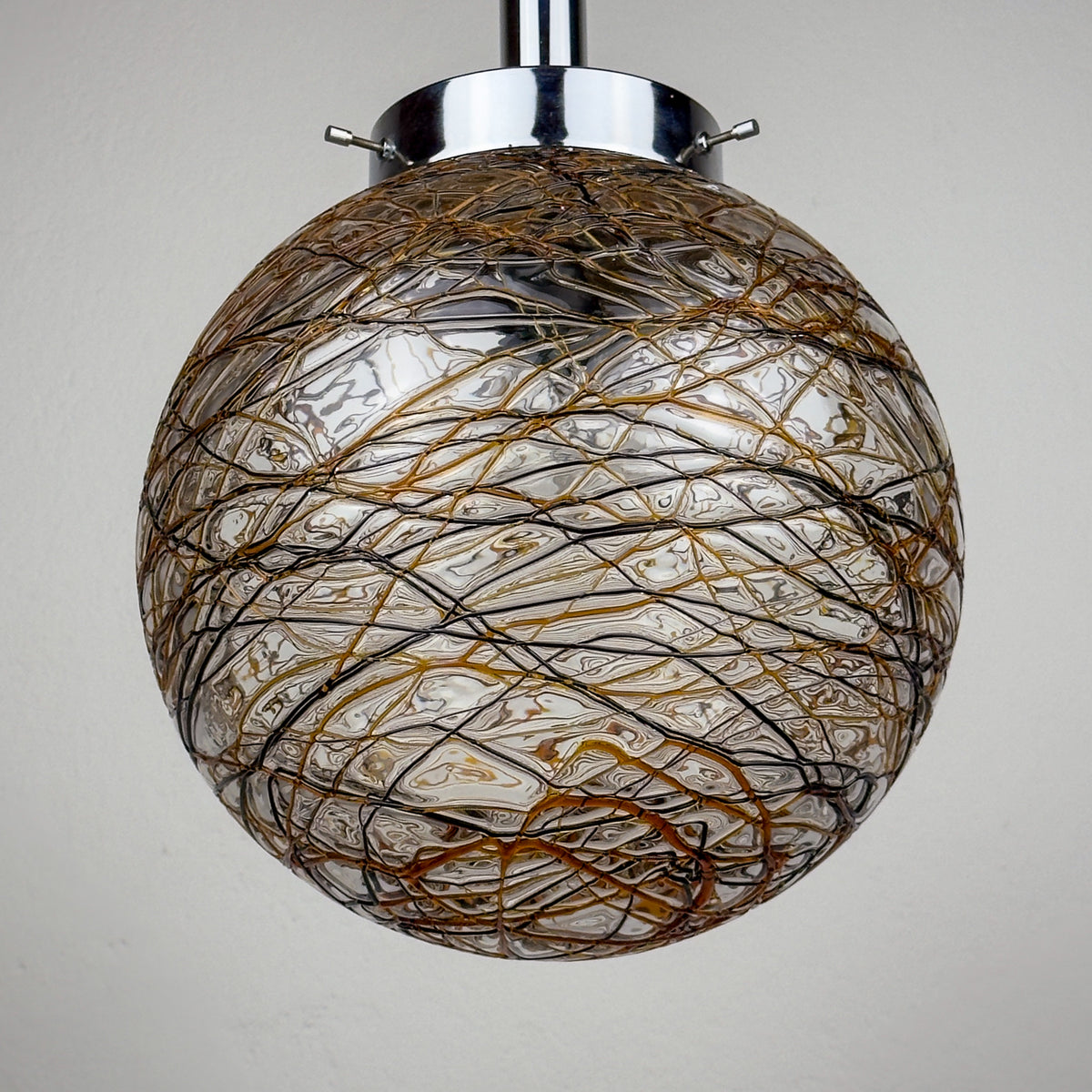 Vintage Murano sphere ball pendant lamp, Italy 1960s