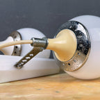 Pair of mid-century white sconces Targetti Sankey Italy 1960s Retro wall lamps space age