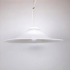 XL Mid-century white murano glass pendant lamp Italy 1970s Retro lighting Space age